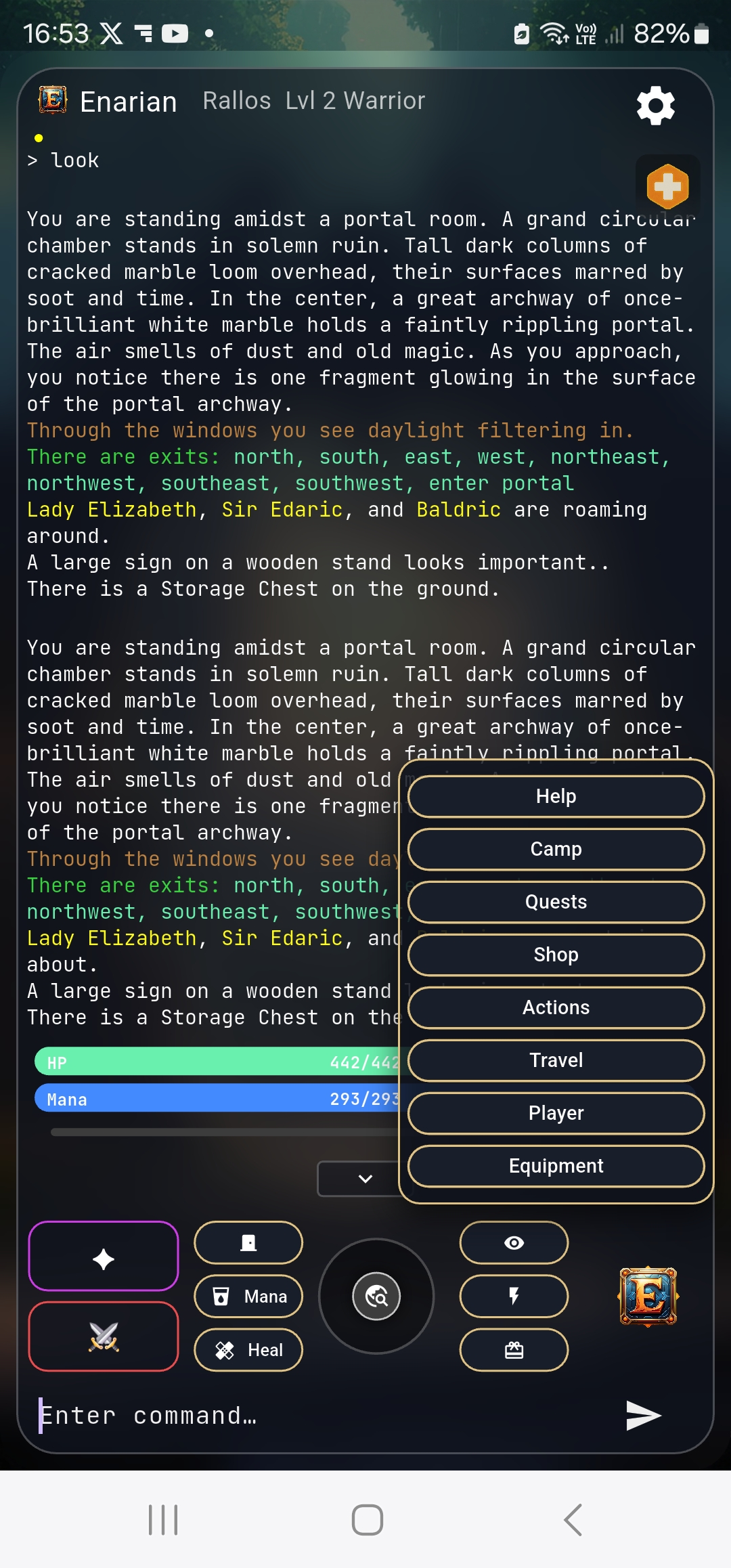 Android client — score and inventory menu